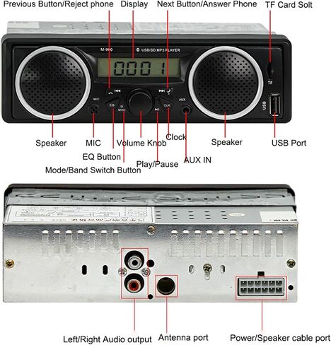 Single Din Car Stereo Bluetooth,1 Din 12V-24V Car Radio with Two Built-in Speakers, Car FM Audio Multimedia Player with USB AUX-in TF Card Port in Saudi Arabia