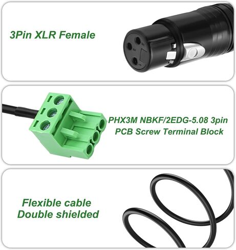 XMSJSIY XLR إلى 3-Pin Cable XLR 3P أنثى إلى PHX3M NBKF/2EDG-5.08 3PIN PCB Terminal كتلة محول الموصل لمكبرات الصوت -0.4m/1.3ft in Saudi Arabia