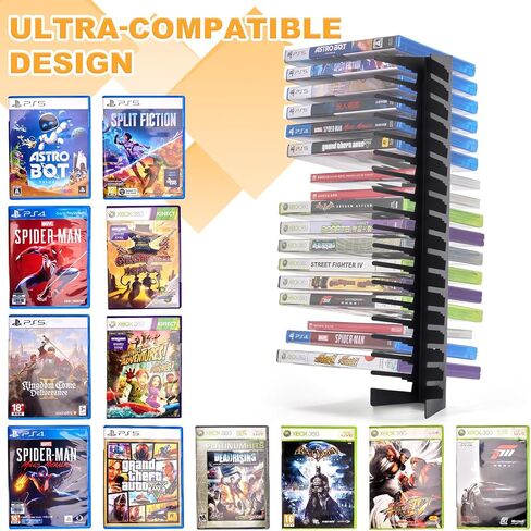 4 Pack Video Game Case Storage Wall Mount - Holds Up to 72 Disc Boxes,Metal Wall Mounted Game Case Holder for PS,DVD,Xbox Game Organizer in Kuwait