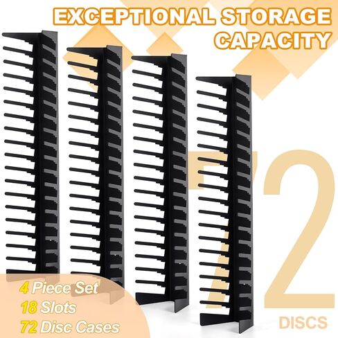 4 Pack Video Game Case Storage Wall Mount - Holds Up to 72 Disc Boxes,Metal Wall Mounted Game Case Holder for PS,DVD,Xbox Game Organizer in Kuwait