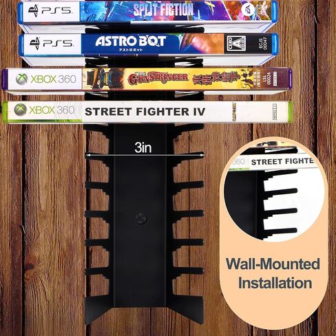 4 Pack Video Game Case Storage Wall Mount - Holds Up to 72 Disc Boxes,Metal Wall Mounted Game Case Holder for PS,DVD,Xbox Game Organizer in Kuwait