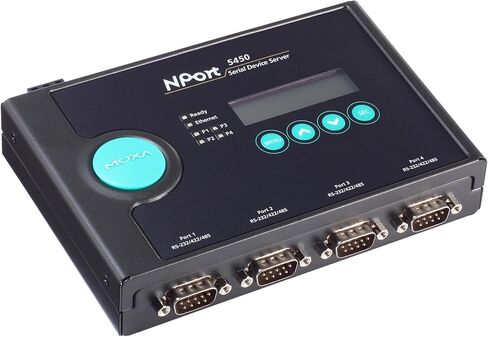 Moxa nport 5450i w/محول 4-Port Serial-to-Ethernet Server ، 10/100 Ethernet ، RS-232/422/485 ، DB-9 ، 15KV ESD ، 110V * in Saudi Arabia