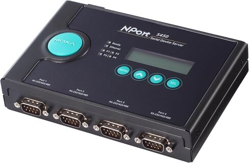 Moxa nport 5450i w/محول 4-Port Serial-to-Ethernet Server ، 10/100 Ethernet ، RS-232/422/485 ، DB-9 ، 15KV ESD ، 110V * in Saudi Arabia