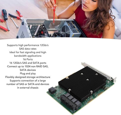 LSI 9300-16I SAS Controller Card HBA ، 12 جيجابت في الثانية 16 منافذ SATA SAS مضيف حافلة ، PCIE 3.0 RAID Expander ، غير RAID ، من أجل Linux for VMware for Freebsd in Saudi Arabia