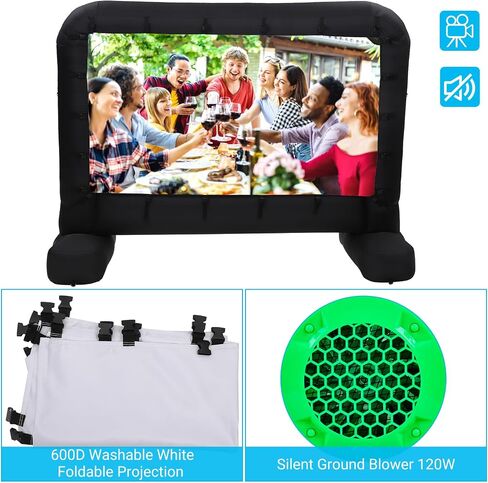 14Ft Inflatable Movie Projector Screen, Outdoor Movie Screen with Quiet Air Blower & Storage Bag, Supports Front/Rear Projection, Easy Setup, Ideal for Home Theater, Movie Nights in Saudi Arabia