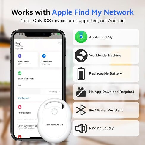 يعمل Tracker Tracker Tags-4 Pack [Apple MFI Certified] ، ويعمل Smart Bluetooth Tracker مع Apple Find My App (iOS فقط ، وليس لنظام Android) ، ومكتشف المفاتي in Saudi Arabia