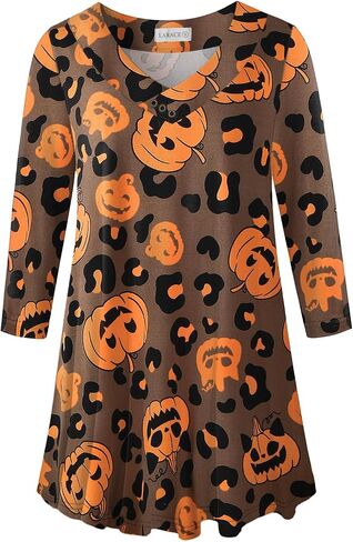 LARACE Plus Size Tunic Women's 3/4 Sleeve Tops And Blouses V Neck Shirts Loose Basic Tee in Saudi Arabia