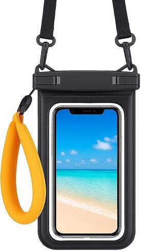 Waterproof Phone Pouch with Floating Strap – Universal Case for iPhone & Samsung – Fits up to 7" Phones – Clear PVC – 2 Pocket Design – Beach, Swim, Kayak Use in Saudi Arabia