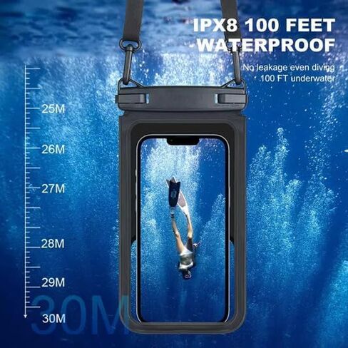 Waterproof Phone Pouch with Floating Strap – Universal Case for iPhone & Samsung – Fits up to 7" Phones – Clear PVC – 2 Pocket Design – Beach, Swim, Kayak Use in Saudi Arabia