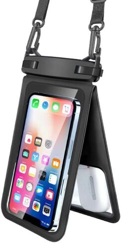 Waterproof Phone Pouch with Floating Strap – Universal Case for iPhone & Samsung – Fits up to 7" Phones – Clear PVC – 2 Pocket Design – Beach, Swim, Kayak Use in Saudi Arabia