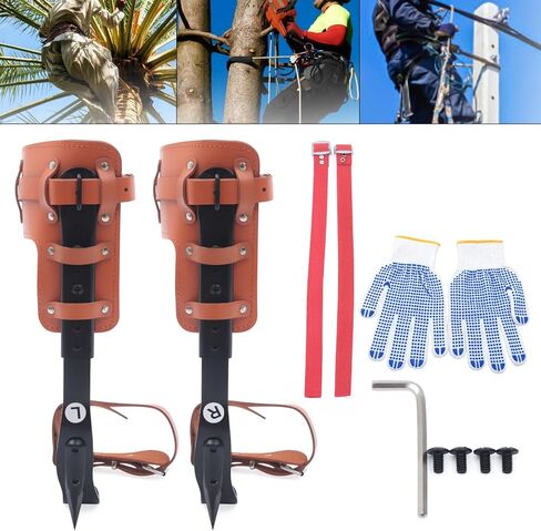Tree Climbing Spikes,Climbing Spikes with Multi-Functional Belt, Steel Adjustable Climber Gaffs Climbing Trees Gear for Outdoor Jungle Survival Fruit Picking in Saudi Arabia