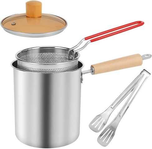 Stainless Steel Oil Strainer Pot With Fry Basket,Small Deep Fryer Pot With Basket And Lid, 3Qt Stovetop Deep Fat Fryer For Tempura Chips, Fries, Fish, Chicken in Saudi Arabia
