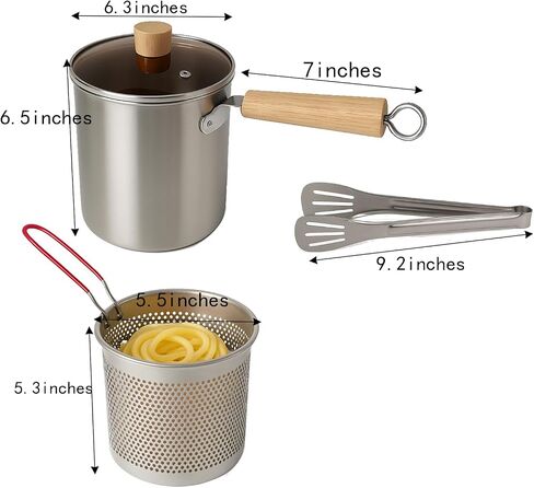 Stainless Steel Oil Strainer Pot With Fry Basket,Small Deep Fryer Pot With Basket And Lid, 3Qt Stovetop Deep Fat Fryer For Tempura Chips, Fries, Fish, Chicken in Saudi Arabia