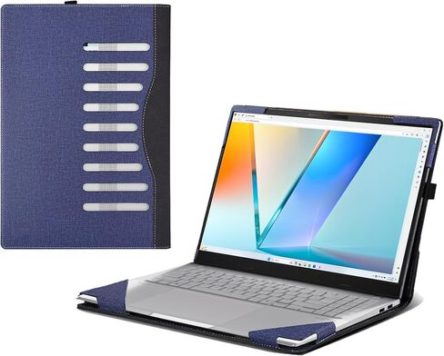 حالة الكمبيوتر المحمول forasus vivobook s 15 OLED (S5506 S5506MA M5506) [ملاحظة نماذج أخرى] كل حالة إسقاط شاملة 16 "حقيبة كمبيوتر محمول من جلدية PU الجلدية (الأزرق) in Saudi Arabia