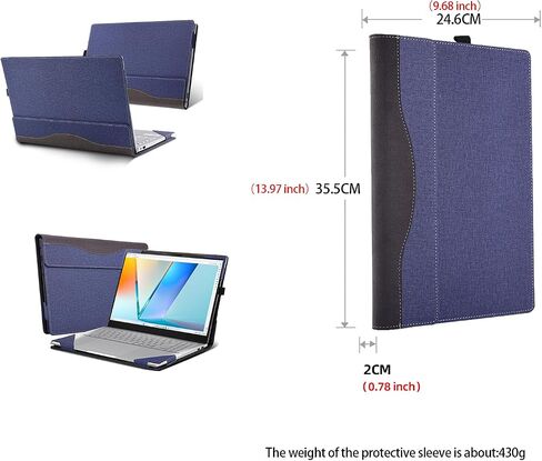 حالة الكمبيوتر المحمول forasus vivobook s 15 OLED (S5506 S5506MA M5506) [ملاحظة نماذج أخرى] كل حالة إسقاط شاملة 16 "حقيبة كمبيوتر محمول من جلدية PU الجلدية (الأزرق) in Saudi Arabia