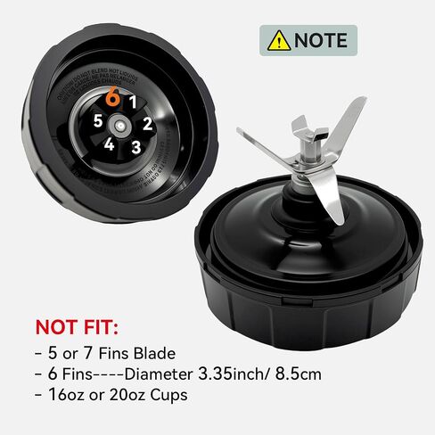 6 Fins Blender Blender Plendes استبدال لـ Nutri Ninja IQ 900 Watts/ 1000W ، قطع غيار شفرة النينجا المتوافقة مع BL480 BL451-70 BL454-70 BL480-70 BL481-70 ... (4 بوصة 18 24 32 أوقية فقط)) in Kuwait