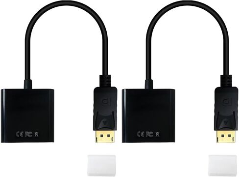 Grabote 2 Pack DisplayPort to VGA Adapter DP إلى محول VGA للكمبيوتر المحمول ، الكمبيوتر الشخصي ، الشاشة ، جهاز العرض ، HDTV 1080p Full HD Support in Saudi Arabia