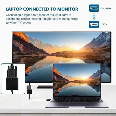 Grabote 2 Pack DisplayPort to VGA Adapter DP إلى محول VGA للكمبيوتر المحمول ، الكمبيوتر الشخصي ، الشاشة ، جهاز العرض ، HDTV 1080p Full HD Support in Saudi Arabia