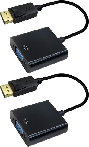 Grabote 2 Pack DisplayPort to VGA Adapter DP إلى محول VGA للكمبيوتر المحمول ، الكمبيوتر الشخصي ، الشاشة ، جهاز العرض ، HDTV 1080p Full HD Support in Saudi Arabia