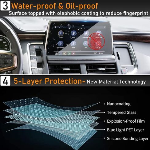 حامي شاشة الزجاج المقسّر في Moonlinks متوافق مع 2021-2024 Chevy Tahoe Suburban/GMC Yukon ، وعالي الدقة 9H صلابة مضادة للأجرار. in Saudi Arabia