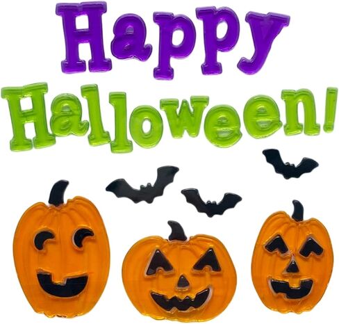Happy Halloween Window هلام ملصق ملصقات ملصقات ملصقات ، 7.5 × 7.5 بوصة ، خدعة أو علاج مع القرع والخفافيش والوحوش in Saudi Arabia