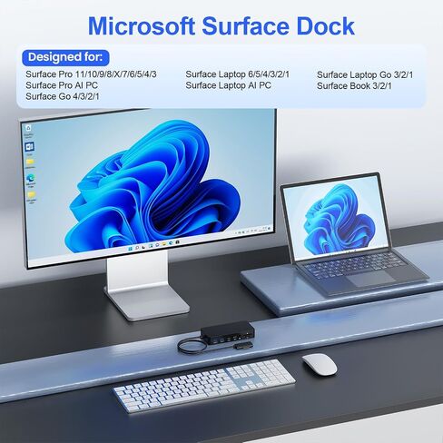 New Microsoft Surface Dock Triple Displays 4K HDMI+DP+Thunderbolt 4, 12 in 1 Surface Pro Docking Station with 120W Power Adapter for Surface Pro 11/10/9/8/X/7/6/5/4/3, Surface Laptop, Surface Book Go in Kuwait