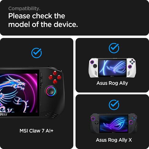 Spigen Tempered Glass Screen Protector [GlasTR Slim] designed for MSI Claw 7 AI+, Asus Rog Ally (2023), Rog Ally X (2024) 7 inch - 2 Pack in Saudi Arabia
