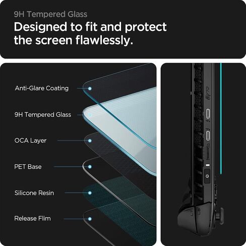 Spigen Tempered Glass Screen Protector [GlasTR Slim] designed for MSI Claw 7 AI+, Asus Rog Ally (2023), Rog Ally X (2024) 7 inch - 2 Pack in Saudi Arabia