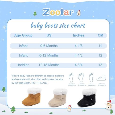 Infant Unisex Warm Fur Lining Soft Boots Baby Winter Ankle Non-Slip Rubber Texture Sole Toddler Winter Snow Crib Shoes in Kuwait