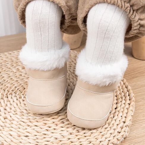 Infant Unisex Warm Fur Lining Soft Boots Baby Winter Ankle Non-Slip Rubber Texture Sole Toddler Winter Snow Crib Shoes in Kuwait