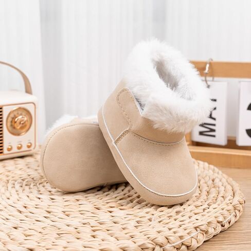 Infant Unisex Warm Fur Lining Soft Boots Baby Winter Ankle Non-Slip Rubber Texture Sole Toddler Winter Snow Crib Shoes in Kuwait
