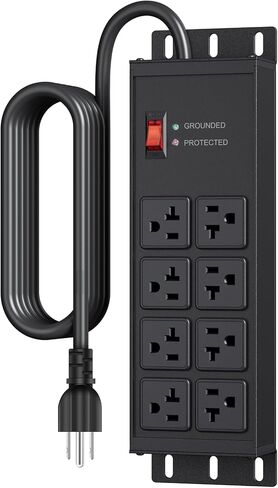 JUNNUJ Heavy Duty 20 Amp Surge Protector 4800J, Garage Metal 8 Outlets 12 Gauge, High Amp 5-15P Adapter Shop 6-20R T-Slot Industrial Outlet, 6 FT Extension Cord Commercial for Appliance in Kuwait