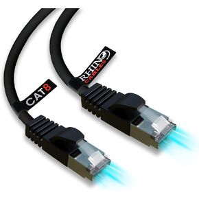 كابل Rhinocables Cat 8 Ethernet Cable عالي السرعة Gigabit RJ45 Super-Fact Lan Network للألعاب ، البث ، مودم PS/4 ، جهاز التوجيه ، التبديل ، Xbox (30 قدمًا ، أصفر) in Kuwait