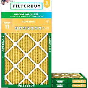 Filterbuy 20x25x1 فلتر هواء MERV 11 دفاع عن الحساسية (3 عبوات)، استبدال مرشحات هواء فرن HVAC AC المطوية (الحجم الفعلي: 19.50 × 24.50 × 0.75 بوصة) in Kuwait