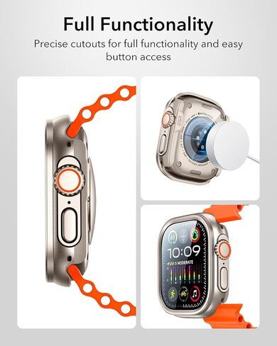 ESR for Apple Watch Ultra 2/1 Case with Screen Protector 49mm (2024/2023/2022), Military Grade Protection, Aluminum Alloy Case with 2 Pack Armorite Glass Protector Set, Stay Original, Black in Saudi Arabia