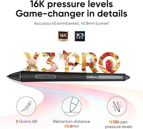 Xppen Artist Pro 14 Gen2 Drawing Tablet مع شاشة 14 بوصة من الرسوم البيانية اللوحي مع شاشة مكافحة الهروب بالكامل 16384 مستويات الضغط x3 برو خالية من البطارية in Saudi Arabia