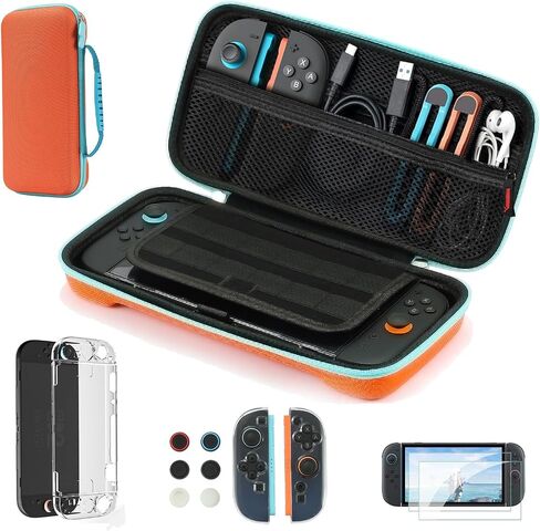 Switch 2 Accessories Kit لـ Nintendo Switch 2 (2025) - يشمل حالة حمل ، وغطاء قذيفة صلبة Clear PC ، وحماة TPU Joy -Con ، وحماة شاشة 2x ، و 6 × إبهام قبضة الإبهام in Saudi Arabia