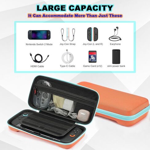 Switch 2 Accessories Kit لـ Nintendo Switch 2 (2025) - يشمل حالة حمل ، وغطاء قذيفة صلبة Clear PC ، وحماة TPU Joy -Con ، وحماة شاشة 2x ، و 6 × إبهام قبضة الإبهام in Saudi Arabia