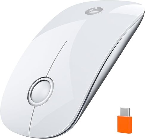 R306C USB C Mouse Wireless Mouse ، Type-C 2.4 جيجا هرتز ماوس كمبيوتر محمول ، نقرة صامتة ، ندبة للغاية ، 3 سرعات DPI ، عمر بطارية 480 ساعة ، لأجهزة الكمبيوتر المحمولة USB-C ، MacBook ، iPad ، Surface Pro ، MacOS-White in Kuwait