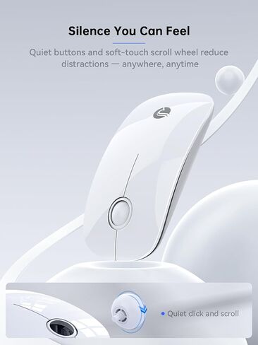 R306C USB C Mouse Wireless Mouse ، Type-C 2.4 جيجا هرتز ماوس كمبيوتر محمول ، نقرة صامتة ، ندبة للغاية ، 3 سرعات DPI ، عمر بطارية 480 ساعة ، لأجهزة الكمبيوتر المحمولة USB-C ، MacBook ، iPad ، Surface Pro ، MacOS-White in Kuwait
