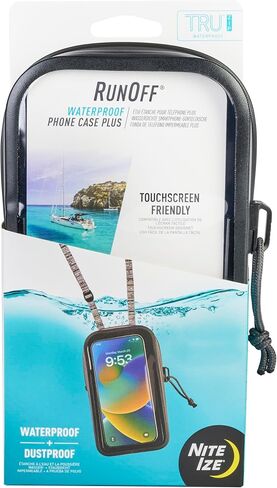 Nite Ize Runoff Phone Phone Case Plus - حقيبة هاتف ملائمة لللمس ، ومقاومة للماء للسفر - تم تصنيفها على IP67 - تتميز بأشرطة قابلة للتعديل عبر الجسم و SNAP - تتضمن تقنية Tru Zipper in Saudi Arabia