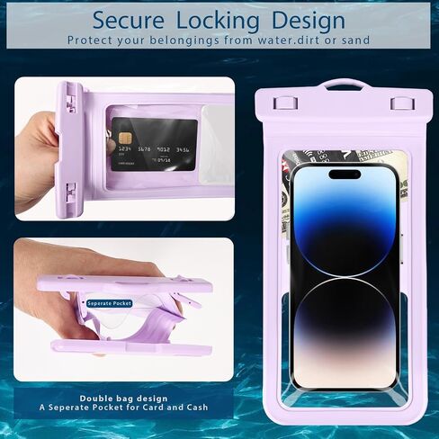 حقيبة هاتف مقاومة للماء ، مع حامل بطاقة بناء ، وحالة كبيرة مقاومة للماء متوافقة مع iPhone 16 15 14 13 Pro Max ، Beach Cruise Essentials ، 1 Pack ، Pink in Kuwait