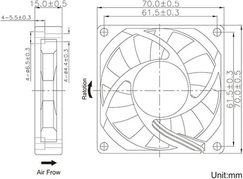 70 * 70 * 15MM DC5V 12V 24V Computer CPU Cooling Fan(5V 3030RPM) in Saudi Arabia