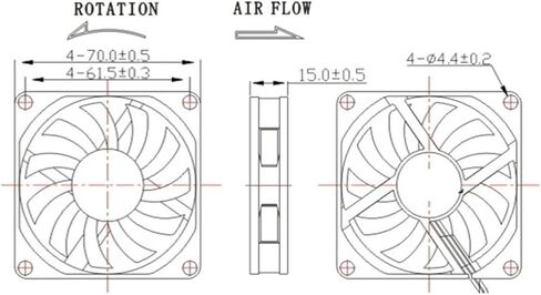 7015 70x70x15mm 12v 0.35a مروحة تبريد هيكل (XH2.54 2Pin) in Saudi Arabia