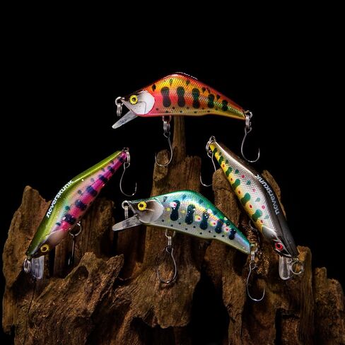 WIDDLE WOBBLER 50-Ultralight 4G Wobble Minnow Fishing Erure (50 مم)-سلسلة جرحى وغربية-HOOK الفردية الفردية-للتراوت والباس والمواصفات متعددة الأنواع in Saudi Arabia