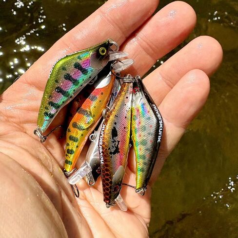 WIDDLE WOBBLER 50-Ultralight 4G Wobble Minnow Fishing Erure (50 مم)-سلسلة جرحى وغربية-HOOK الفردية الفردية-للتراوت والباس والمواصفات متعددة الأنواع in Saudi Arabia