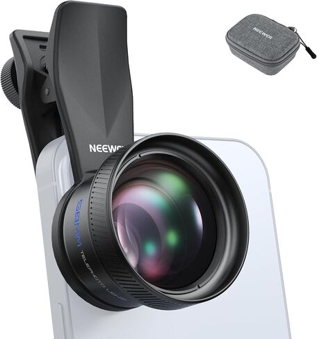 NEEWER 58mm Telephoto Lens with 17mm Threaded Phone Camera Lens Clip, 6 Elements in 5 Groups 2X Magnification Compatible with iPhone Android Samsung for Portrait Photography, LS-71 in Saudi Arabia