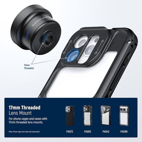 NEEWER 58mm Telephoto Lens with 17mm Threaded Phone Camera Lens Clip, 6 Elements in 5 Groups 2X Magnification Compatible with iPhone Android Samsung for Portrait Photography, LS-71 in Saudi Arabia