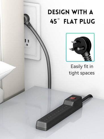 Plugtul Raseportector 15ft (980 joules) ، شريط الطاقة المسطح ، سلك تمديد مع منافذ متعددة ، 7 منافذ ، ETL مدرجة ، مقياس 14 ، جدار قابلة للتركيب لمرآب المكاتب المنزلية ، أبيض in Kuwait