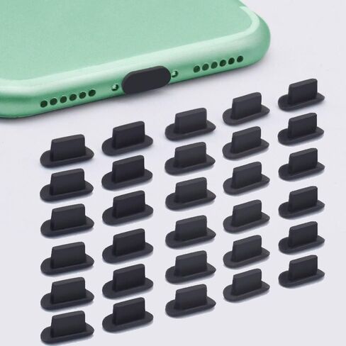 30pcs قابس غبار السيليكون لأجهزة iPhone مضاد للغطاء شحن المنفذ ملحقات الغطاء قابس الغبار ، الأسود in Kuwait